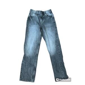 & Denim Gray Acid Wash High Rise Straight Jeans Size 2